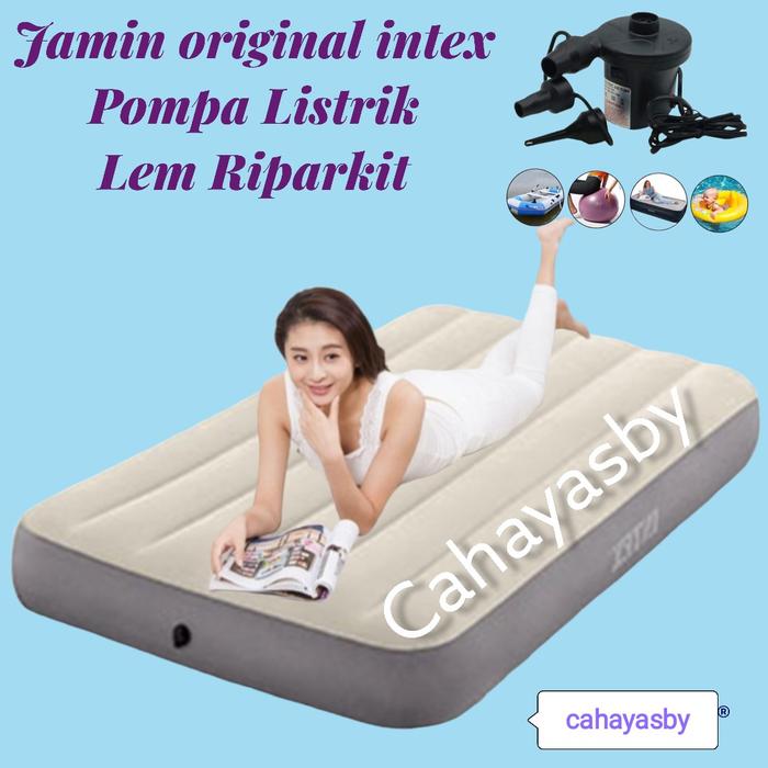 Gambar Kasur INTEX Original Twin 1meter Single Durabeam Kasur Angin Kasur Tiup Plus Pompa Listrik Lem Ripairkit Kasur Hotel Multiguna - Cream, Kasur saja dari Cahayasby_NEW undefined Tokopedia