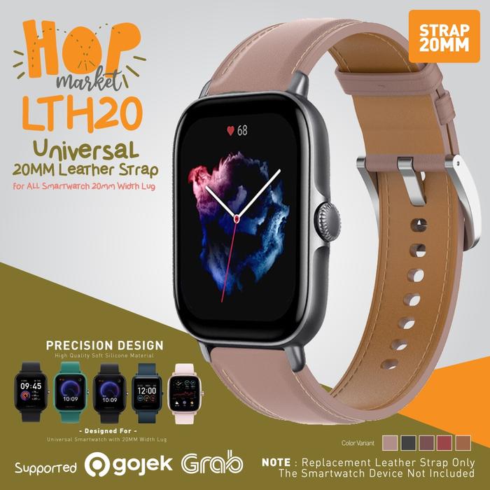 Gambar LTH20 Leather Strap 20mm for Amazfit GTS 2 3 4 E Mini Active/ Bip U S Lite/ Galaxy Watch 6 5/ Huawei GT 42mm dll (Tali Jam Kulit) - Pink dari hop market undefined Tokopedia