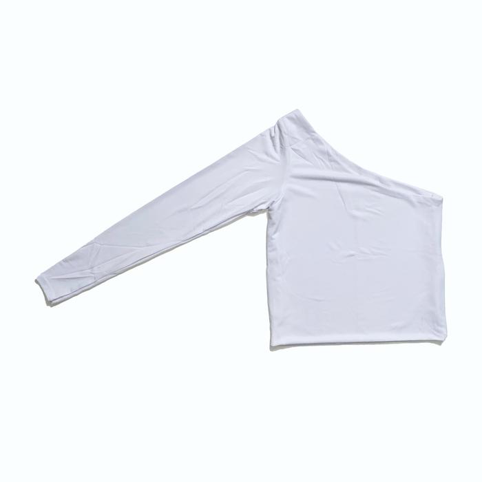 Gambar NZINGA Whan | Atasan Crop Asimetris – Lengan Panjang Sebelah Stylish | Ukuran S - XXL - Putih, L dari nzinga.id undefined Tokopedia