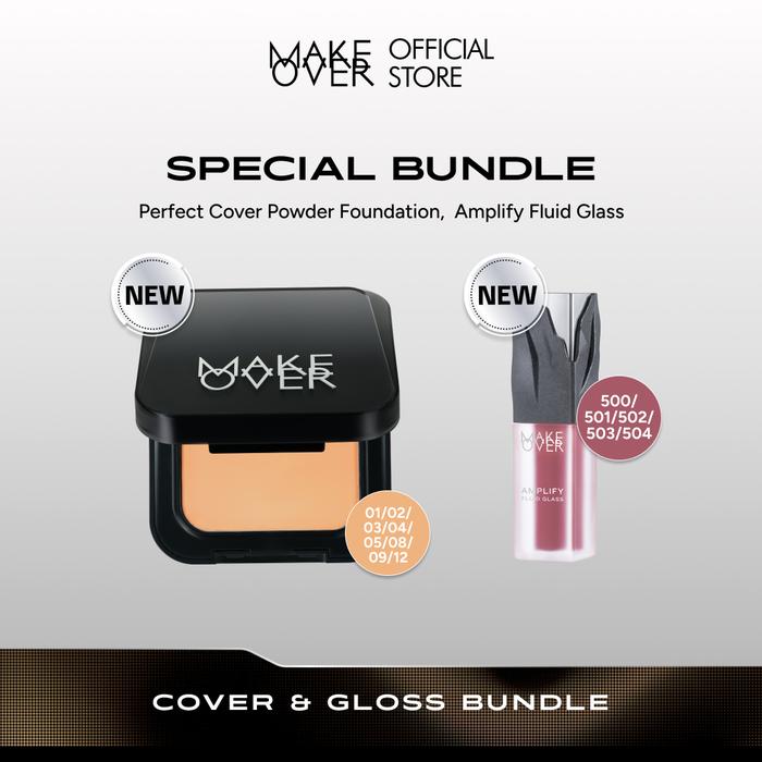 Gambar MAKE OVER Cover and Gloss Bundle: NEW! Perfect Cover Powder Foundation FULL SIZE + NEW! Amplify Fluid Glass - Paket Lengkap Lip Glass Gloss Rasa Lip Balm dengan TWC Two Way Cake Tahan Lama 16 Jam Pigmented Blur Powder - 01 LACE, 501 ANGEL dari makeoverid_NEW undefined Tokopedia