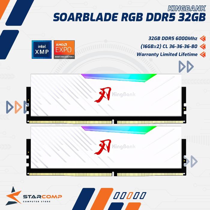 Gambar KINGBANK SOARBLADE RGB DDR5 32GB 6000Mhz White RAM PC dari Starcomp Semarang undefined Tokopedia