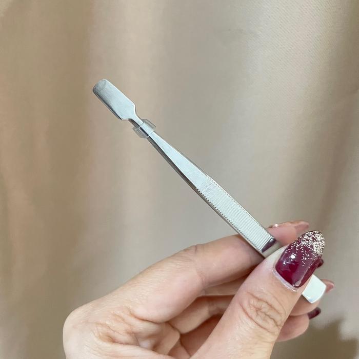 Gambar PINSET BULUMATA UJUNG KOTAK - Stamp Tweezers Philately Stamps Collector Tools Stainless Steel Stamp Tweezers Pencabut - SILVER HIGHQUALITY dari Rich Prosper Beauty_NEW undefined Tokopedia