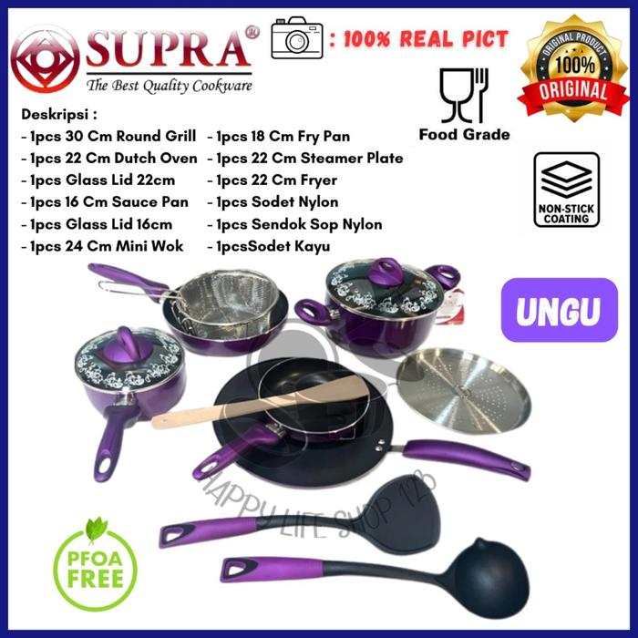 Gambar Panci Set Supra 12pcs / Panci Cookware Set Aluminium 12pcs - 12PCS UNGU dari Happylifeshop123 undefined Tokopedia