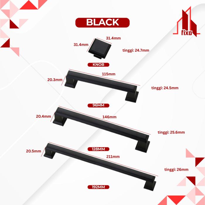 Gambar FIXA - Tarikan Gagang Handle Laci Lemari Stainless Knob Pintu Laci Kabinet - Hitam, Knob dari Fixa Hardware Kota Administrasi Jakarta Barat Tokopedia