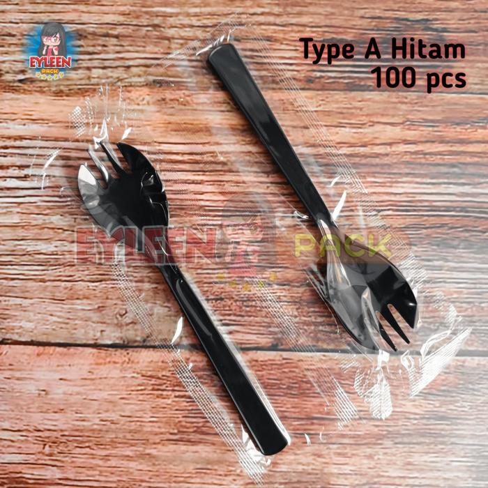 Gambar Spork Plastik Tebal Sendok Garpu 2 in 1 Steril isi 100 pcs - Type A dari Eyleen Pack undefined Tokopedia