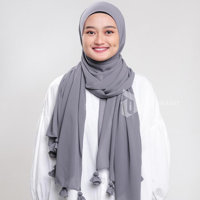 Gambar Idekurajut - Pashmina Reyna Shawl Pattern - Dark Grey dari idekurajut_NEW undefined Tokopedia