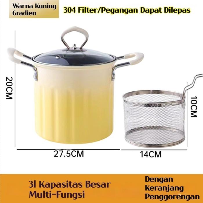 Gambar 【COD】Panci Deep Fryer Pot 2in1 Rebus, Goreng / Deep Fryer Alat Masak Serbaguna / Panci Kentang & Aneka Masakan Crispy / Deep Fryer Pot 3L Kitchenware - FRYER POT / KUNING dari PICKLIFE undefined Tokopedia