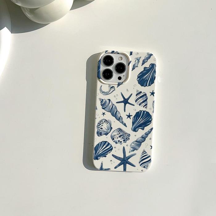 Gambar [Sell a case] New!Creative Blue Marine Shell Pattern Phone Case Aesthetic White glossy jelly shell for iPhone 7 8 7+ 8+ X XS XS XR 11 12 13 14 15 16 Plus Pro Max Max Phone Case - White, iPhone 7/8 dari SELL A CASE undefined Tokopedia