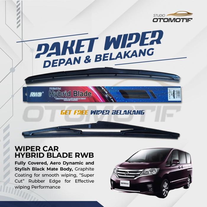 Gambar PAKET RWB HYBRID WIPER SERENA C26 2012-2019 DEPAN BELAKANG 3 PCS - HITAM dari studio otomotif undefined Tokopedia