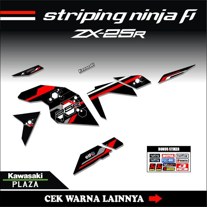 Gambar Decal Sticker Kawasaki Ninja ZX25R / Striping Motor Ninja 250 Fi Zx 25R Desain Abstrak / Decal Stiker Ninja ZX25R/ Striping Motor Kawasaki Ninja Fi Zx25R / Skotlet Variasi Ninja ZX25R / Stiker Modifikasi Motor Zx25R Motorcycle - Merah dari AllMotor Decals undefined Tokopedia