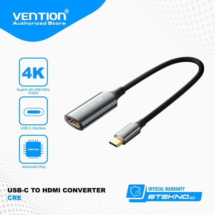 Gambar Vention USB Type C to HDMI Converter 4K 2K Cotton Braided Series - CRE, 0.25 Meter dari Vention Authorized Store undefined Tokopedia