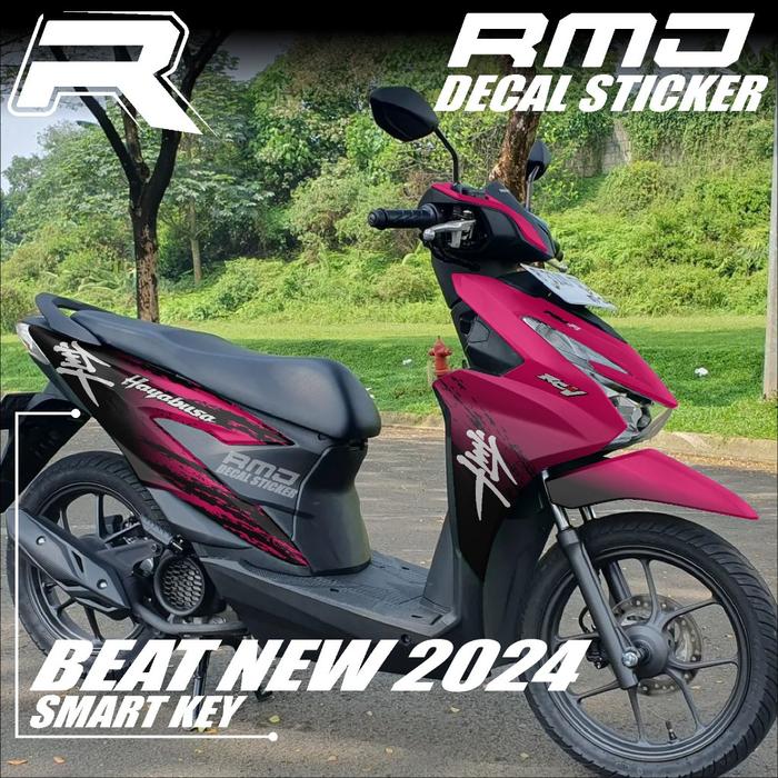Gambar Decal Sticker Full Body Beat Deluxe 2024 SMART KEY Terbaru Stiker Beat CBS Street Racing Hayabusa - PINK, GLOSSY dari MG STICKER undefined Tokopedia