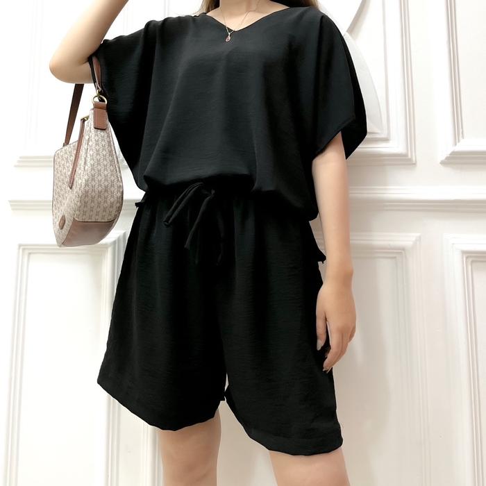 Gambar Sherly Set Celana Pendek Polos Wanita - Hitam dari Shefashionind undefined Tokopedia