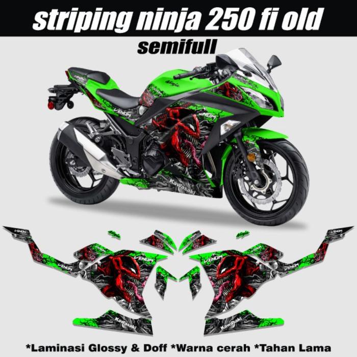 Gambar Sriping SemiFull Ninja 250 Fi Edisi Venom / Stiker Motor Kawasaki Ninja Fi Old / Decal Ninja Fi 250Cc / Stiker Motif Venom / Decal Variasi Modifikasi Ninja Fi Old Tahun 2013 2014 2015 2016 / Stock Decals / Striping Variasi SemiFull Body Motorcycle - Hijau dari AllMotor Decals undefined Tokopedia