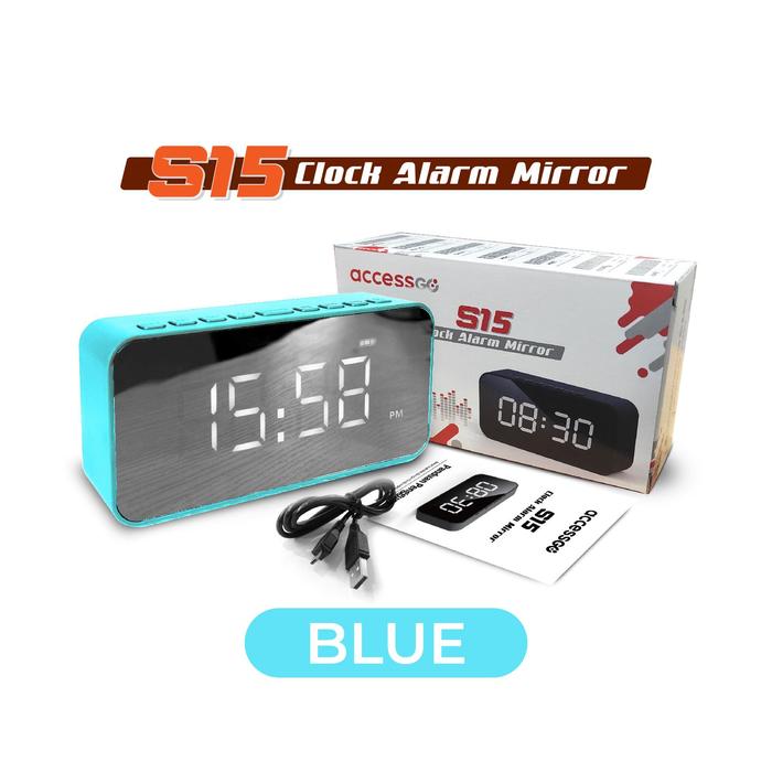 Gambar Wireless Speaker Jam Bluetooth FM Radio Alarm Clock S15 SUARA JERNIH FULL BASS - BLUE dari MojoTech.id undefined Tokopedia