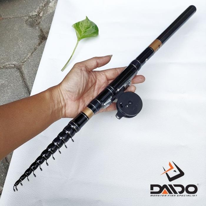 Gambar NEW Joran tegek custom kolong daido carbon Black 360 + reel - 180cm dari DomasyaID undefined Tokopedia
