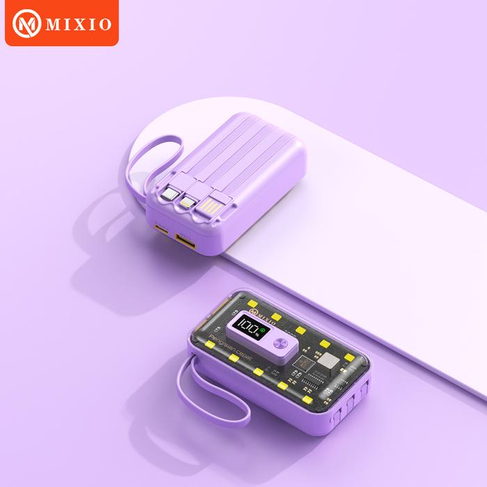 Gambar MIXIO MP-02 10000mAh 22.5W Powerbank Transparant With Kabel Fast Charging PD LED (QC4 + PD + VOOC) - Light Violet dari MIXIO undefined Tokopedia