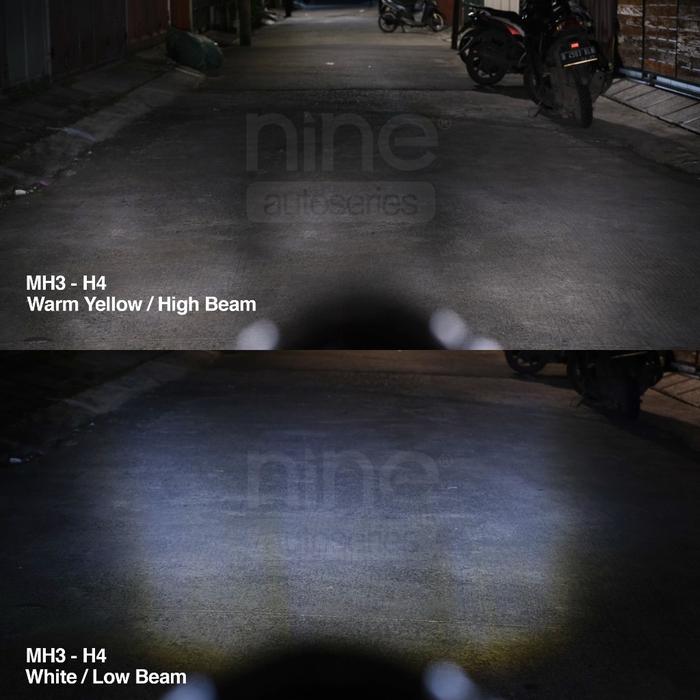 Gambar LUXIMOS Lampu Utama Motor H4 LED 10W Scoopy Vixion Megapro Tiger PNP 3 Kaki MH3 - NINE SURABAYA - White/Yellow dari Nine Autoseries Surabaya Kab. Sidoarjo Tokopedia