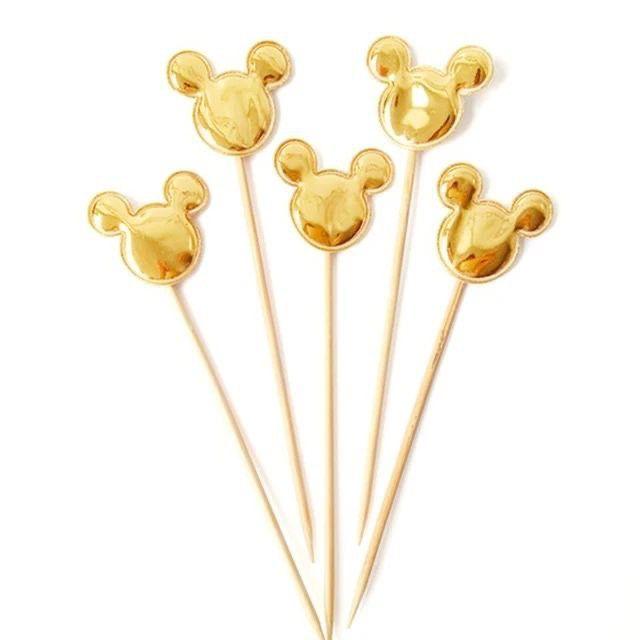 Gambar Topper Kue Ulang Tahun MICKEY MOUSE isi 5 pc - Gold dari Chocho party deco undefined Tokopedia