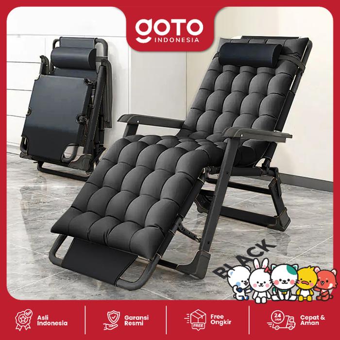 Gambar Goto Zila Folding Lazy Chair Kursi Lipat Tidur Santai Malas Portable - BLACK dari Goto.Indonesia undefined Tokopedia