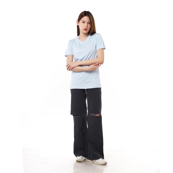 Gambar Kaos Polos Wanita Slimfit Spandex Lengan Pendek Casual Basic Premium Tee Atasan & Baju Dalaman, Olahraga, Gym Cewek - Biru Md, M dari Polo Exchange undefined Tokopedia