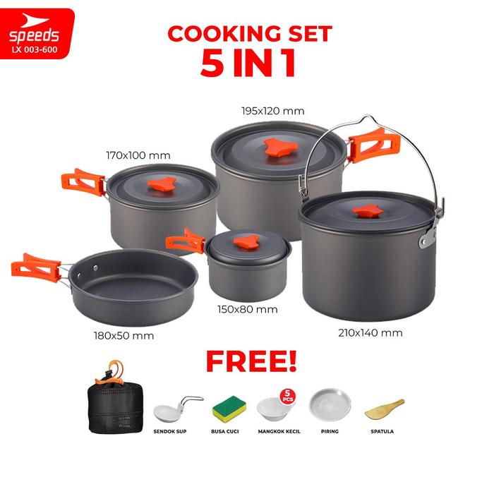 Gambar SPEEDS Kompor Gas Portabel 2in1 Portable Stove Kompor Masak Camping Outdoor Indoor Ringan LX 003-3616 - 003-600 PANCI SET dari Speedshome Kota Surabaya Tokopedia