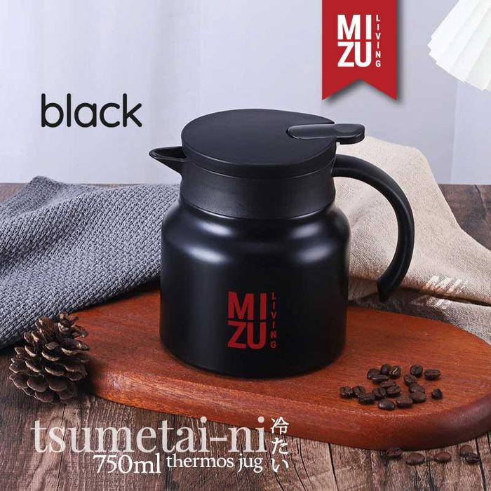 Gambar MIZU TSUMETAI-NI 750ml Thermos Jug Stainless Vacuum Infused Water Jug Teko Termos Stenles Air Panas Infuser Teh - BLACK hitam dari MIZU LIVING undefined Tokopedia