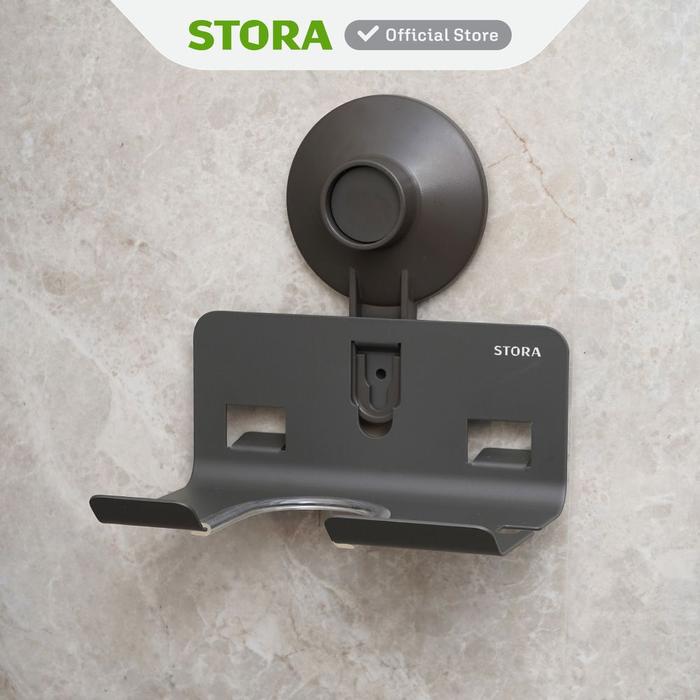 Gambar STORA TEMPAT HAIR DRYER DENGAN SUCTION - ABU-ABU GUNMETAL dari STORA Storage undefined Tokopedia