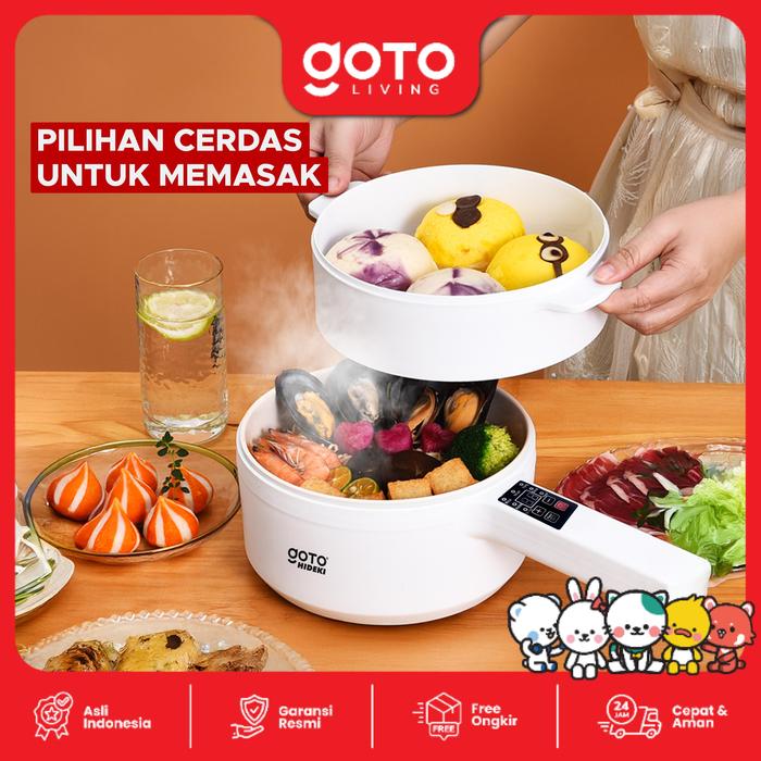 Gambar Goto [COD] Hideki Panci Listrik 1.8L Fry Pan Elektrik Penggorengan Serbaguna - WHITE dari Goto Living undefined Tokopedia