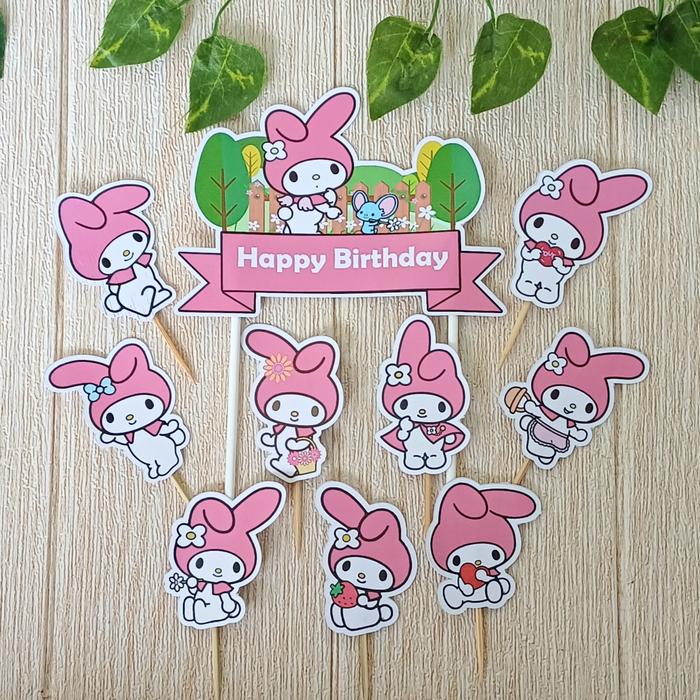 Gambar Topper My Melody Custom Nama untuk Hiasan Kue Ulang Tahun / Ultah Anak Karakter (Toper Cake) dari Toko Ultah undefined Tokopedia