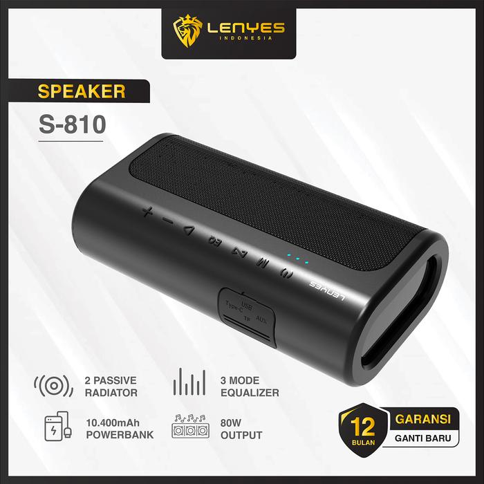 Gambar LENYES S810 80W BOMBASS Speaker Wireless Bluetooth 5.0 DSP hifi stereo portable powerfull bass TWS - HITAM dari LENYES INDONESIA undefined Tokopedia