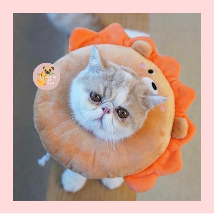 Gambar Collar Cone Kucing Anjing / Pet Recovery Collar / Pet Plush Collar Animal / Collar Bantal Anjing Kucing - Lion, S dari Hua Xia Pet Store undefined Tokopedia