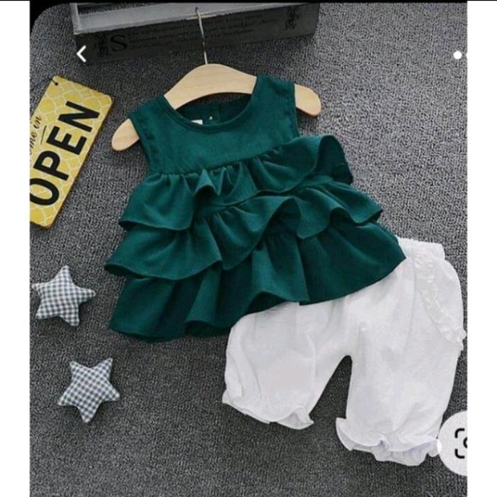 Gambar Setcel AGNIKA lucu trivia susun bahan katun TOYOBO original 0 bulan -5 tahun Bayi Katun Cewek - hijau botol, 1 tahun dari agnika.kids undefined Tokopedia