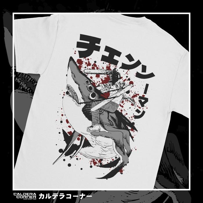 Gambar Kaos Anime Chainsaw Man Shark Devil Combed Karet dari calderacorner_NEW undefined Tokopedia