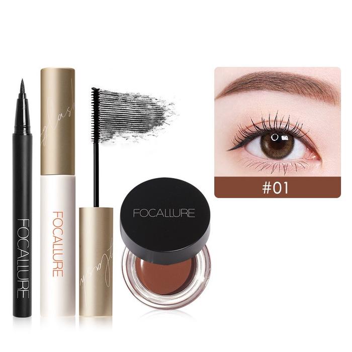 Gambar (PAKET 3pcs) FOCALLURE 3PCS Eye Makeup Set Eyebrow Cream Eyeliner Mascara - Set 1 dari BEAUTY ENTITY undefined Tokopedia
