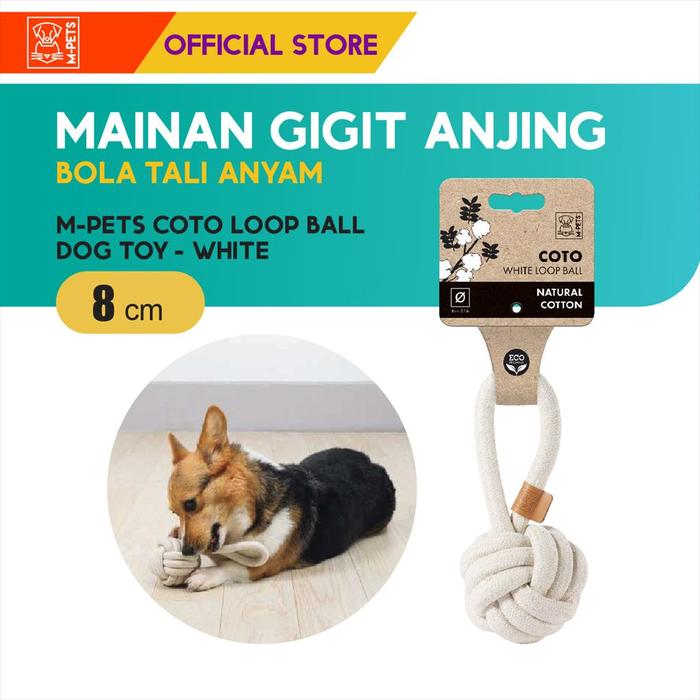 Gambar M-Pets Loop Ball 8 Cm Dog Toy / Mainan Gigit Anjing Bola Tali Anyam - White,  Mainan Gigit Anjing Bola Tali Anyam dari M-Pets Volk Pets Indonesia undefined Tokopedia