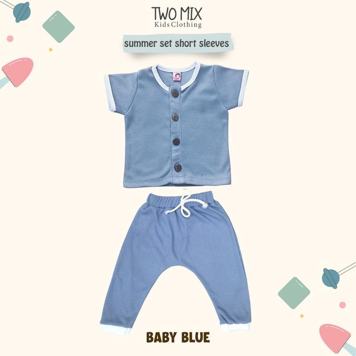 Gambar Two Mix - One Set Outfit Setelan Baju Bayi Anak Laki-Laki / Perempuan Celana Panjang 0 6 12 Bulan - 1 2 Tahun 4360B Green Parsel - Baby Blue, M dari Two mix undefined Tokopedia