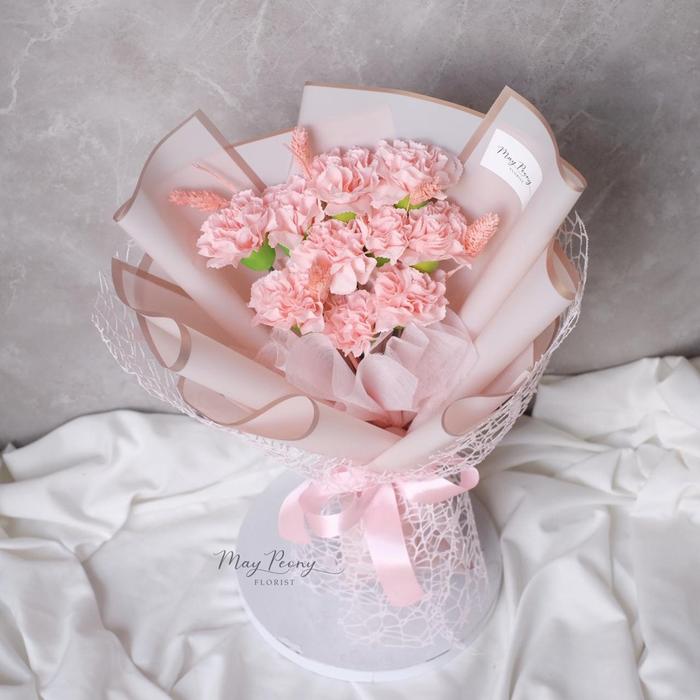 Gambar CARNATION SOAP FLOWER BOUQUET 10 STEM - BUKET BUNGA SABUN ANYELIR HADIAH ULTAH BIRTHDAY ANNIVERSARY - Pink dari May Peony Florist undefined Tokopedia
