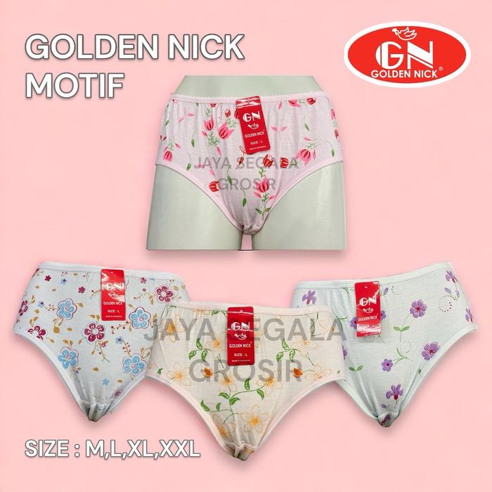 Gambar CELANA DALAM WANITA GOLDEN NICK MOTIF/ GN 937 SABLON !!! GROSIR !! NYAMAN LEMBUT !! Bunga - M, 6 PCS dari JAYA SEGALA GROSIR undefined Tokopedia