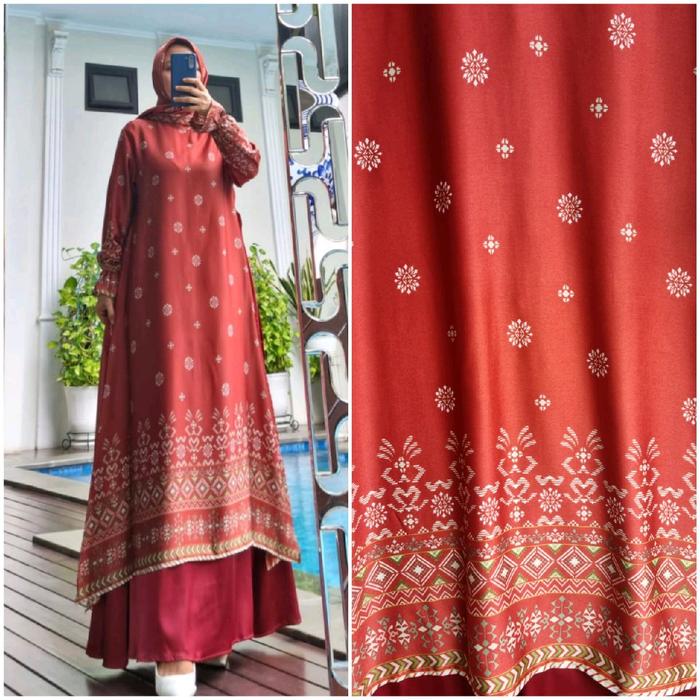 Gambar Viola Dress by Edness Kayla - Brick, XL dari Butik Intinas Collection undefined Tokopedia
