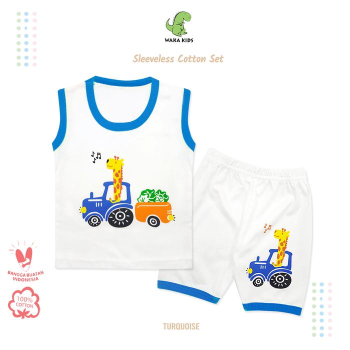 Gambar Wakakids Baju Singlet Bayi Anak Laki Laki Usia 0 Bulan Hingga 6 Bulan Setelan Celana Kaos Motif Giraffe 4054 - Turkis dari Wakakids undefined Tokopedia
