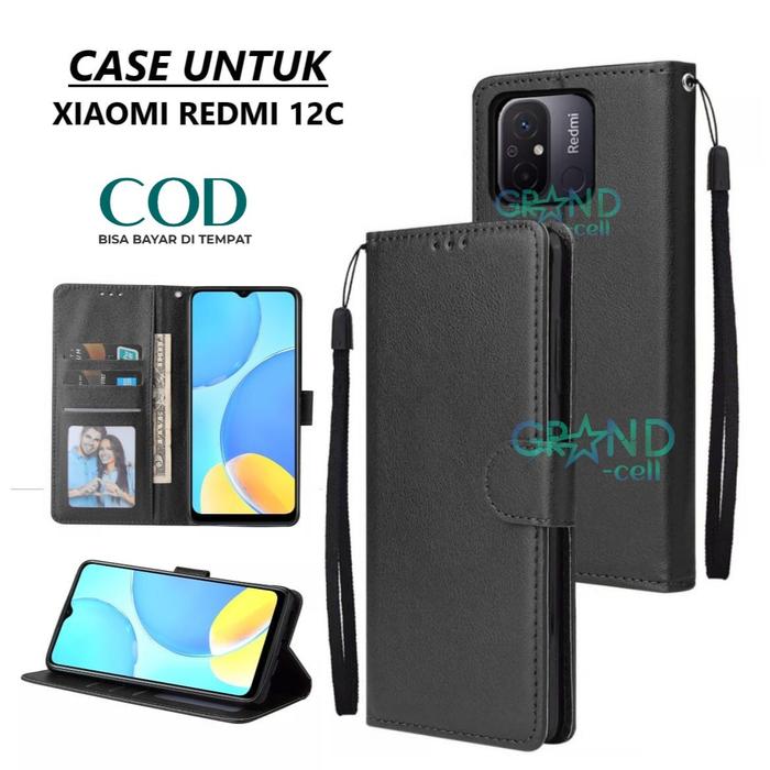 Gambar flip case for XIAOMI REDMI 12C premium wallet casing handphone cover - hitam dari Grand-cell undefined Tokopedia