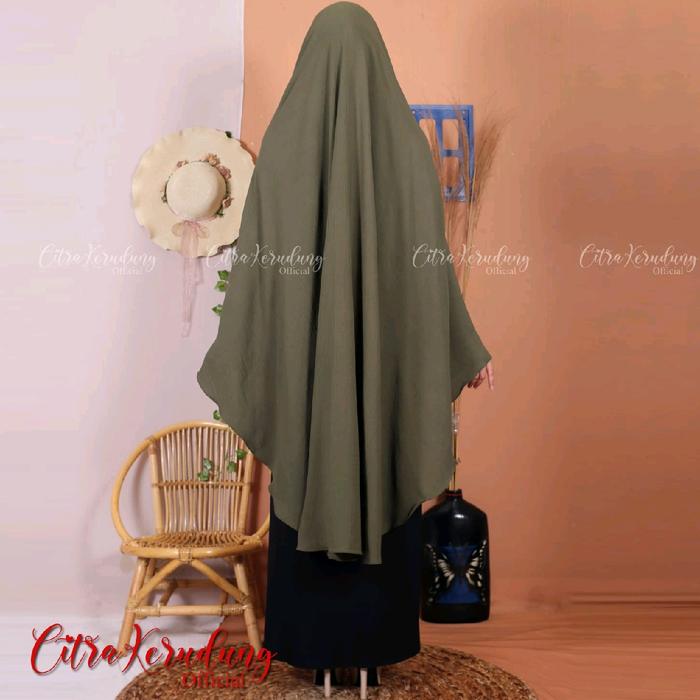Gambar TALI JUMBO NONPAD Model Pinguin Lancip khimar,hijab syari Bahan Crinkle Air Flow Premium - army dari Gazala hijab undefined Tokopedia