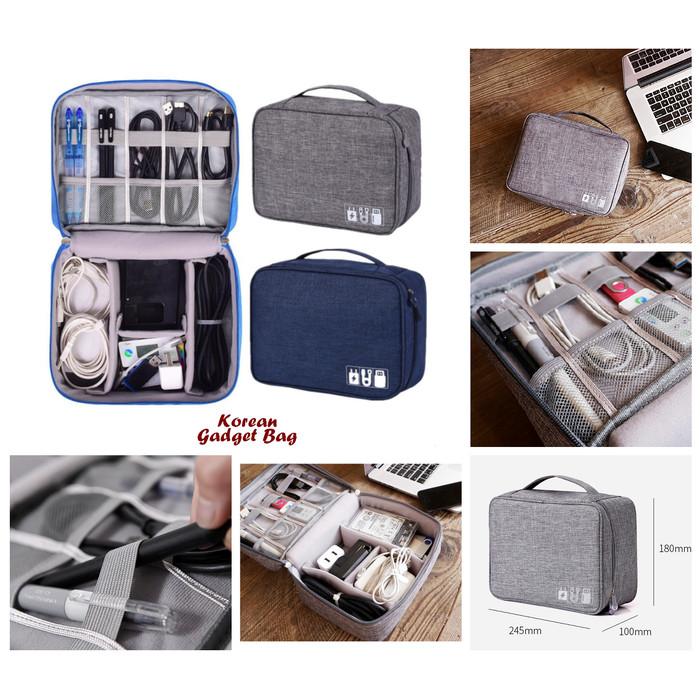 i746 Travel BAG KOREAN TRAVEL GADGET BAG Gadget organizer Cable Pouch  Tas Charger Portable Denim ABU