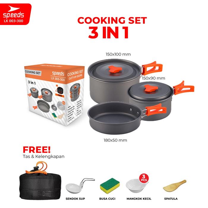 Gambar SPEEDS SET Masak Camping Mini Cooking Cookware Rekreasi Pesta Portable 2-6 Orang Dapur Outdoor Ringan 003-301 - 003-300 SET dari SpeedsShop undefined Tokopedia