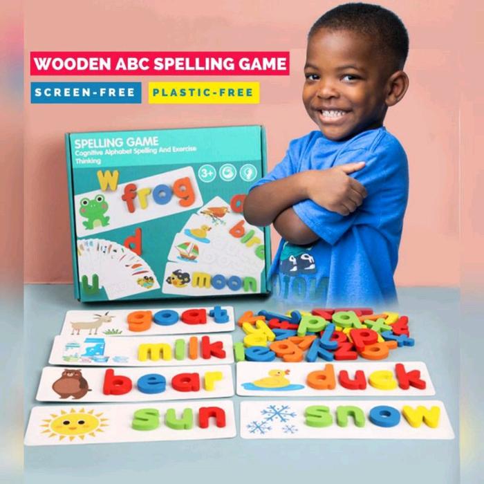 Gambar Mainan edukasi anak wooden ABC spelling game set belajar membaca dari Odetteshops undefined Tokopedia