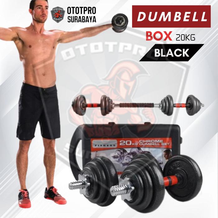 Gambar Dumbell Set Box 20kg Chrome Dumbbell Set + Koper |Dumbbel |Dambel |Barbel |Gym |Fitness - PLATE BEBAN BLACK dari Ototpro Surabaya undefined Tokopedia