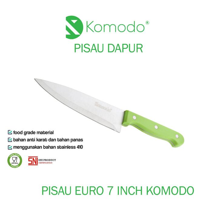 Gambar KOMODO PISAU DAPUR KNIFE STAINLESS STEEL EURO 7 INCH - KOMODO-105-EURO7IN dari Belanja Elektronik undefined Tokopedia