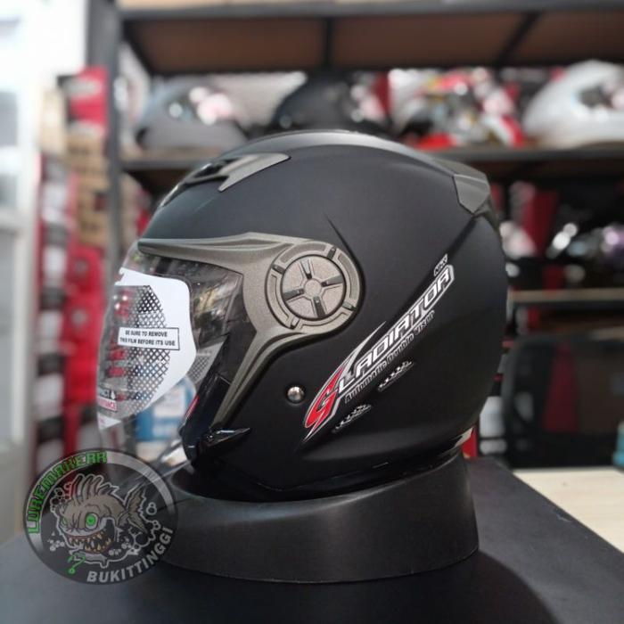 Gambar HELM NHK GLADIATOR SOLID BLACK DOFF DOUBLE VISOR - Black doff, M dari Giozil undefined Tokopedia