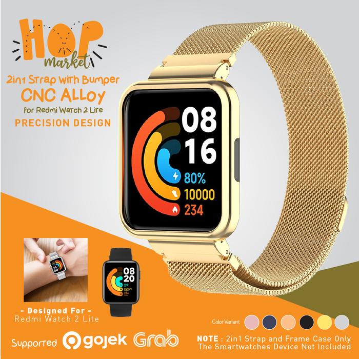 Gambar Milan 2in1 Stainless Strap with Bumper Frame Case for Xiaomi Redmi Watch 2 Lite (Tali Jam Smartwatch dengan Cover Casing) - GOLD dari hop market undefined Tokopedia